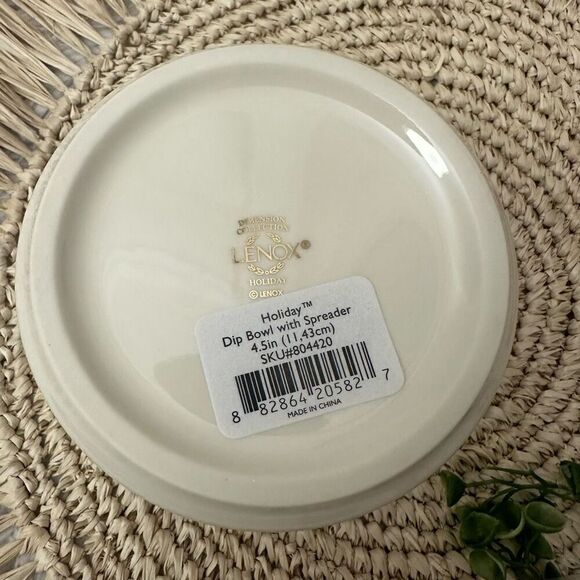 LENOX Hosting The‎ Holidays Dip Bowl & Spreader 4.5” NEW Holly Leaf - Picture 5 of 8